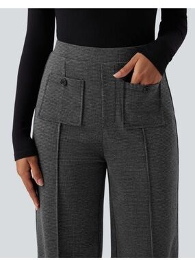 Wide-Leg High-Waist Pants in Charcoal Gray